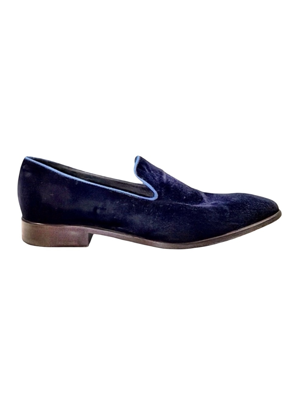 Saks Fifth Avenue Velvet Loafers Made in Italy Navy Blue Size 10M Luxury Slip-On